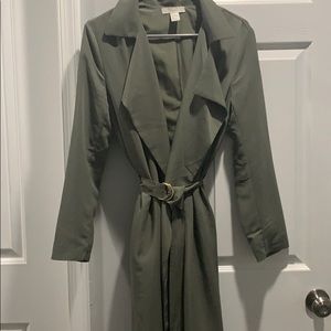 H & M olive duster coat with belt